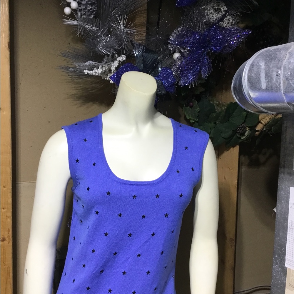 Erin Matthews Blue & Black Sweater Top
